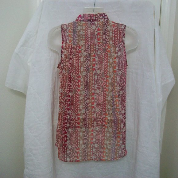 Sans Souci Pink Sheer Sleeveless Top L - Picture 2 of 6